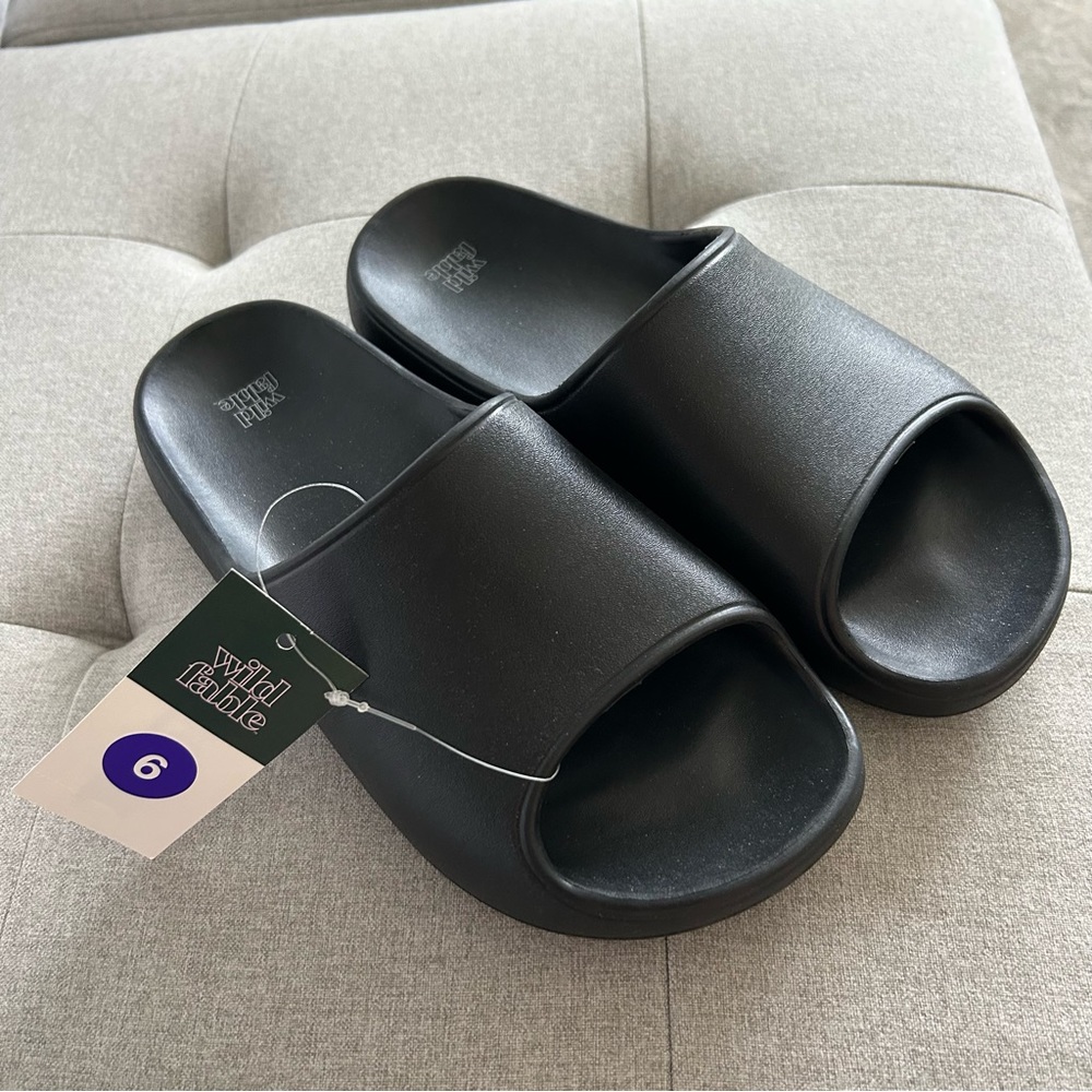 Wild Fable Slides Black Sandals Robbie Slide Size 6